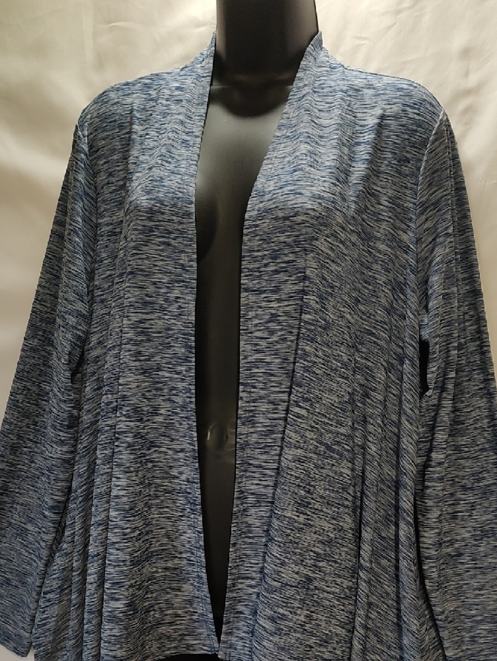 Attitudes by Renee Blue Marled Drape Open-Front Cardigan - Picture 3 of 9